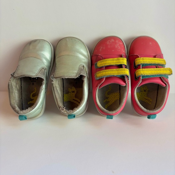 Ten Little Toddler Girl Size 8 Shoe Bundle Everyday Original Pink Slip-On Silver - Picture 1 of 11